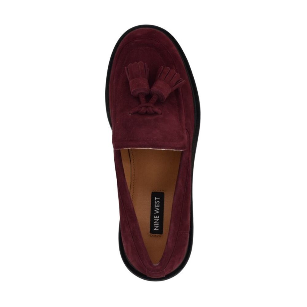 Nine West Women's Roker Slip-On Round Toe Casual Loafers Burgundy Suede Size 9.5 - Picture 2 of 4